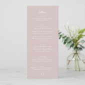 Elegante Musk Pink White Monogram Wedding Menükarte (Stehend Vorderseite)