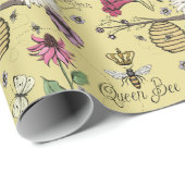 Elegante Mustard Mütter Day Queen Bee and Blume Geschenkpapier (Rolleneckpunkt)