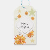 Elegante Muster Orangen und Sterne auf Beige Geschenkanhänger (Vorderseite)