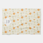 Elegante Muster Orangen und Sterne auf Beige Geschirrtuch (Horizontal)
