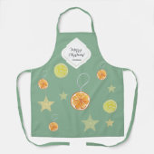 Elegante Muster Orangen und Sterne auf Grün Schürze (Vorderseite)