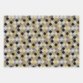 Elegante Muster Senfgelb Beige Graubraun Geschenkpapier Set (Vorderseite 3)
