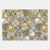 Elegante Muster Senfgelb Beige Graubraun Geschenkpapier Set (Vorderseite)