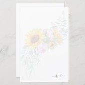Elegante Mute Sonnenblumenspray Custom Stationery (Vorne/Hinten)