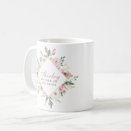 Elegante Mutter der Bride Bloral Rosa Kaffeetasse (Vorderseite Links)