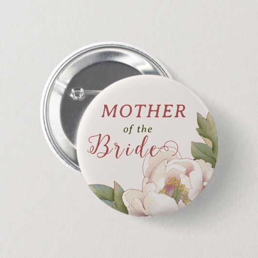 Elegante Mutter der Bride Blush Pink Bloral Aber Button (Vorne & Hinten)