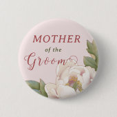 Elegante Mutter der Groom Blush Pink Bloral Aber Button (Vorderseite)