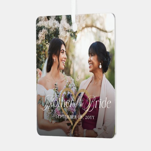 Elegante Mutter des Bride Foto Memory Keepake Ornament Aus Metall (Vorderseite links)