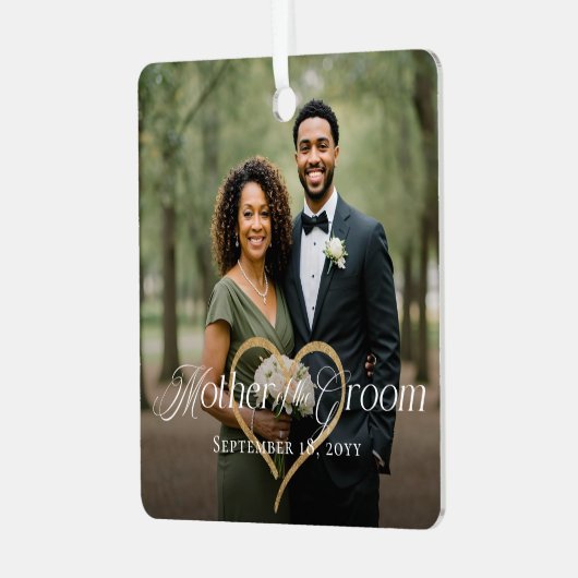 Elegante Mutter des Groom Foto Memory Keepake Ornament Aus Metall (Vorderseite links)