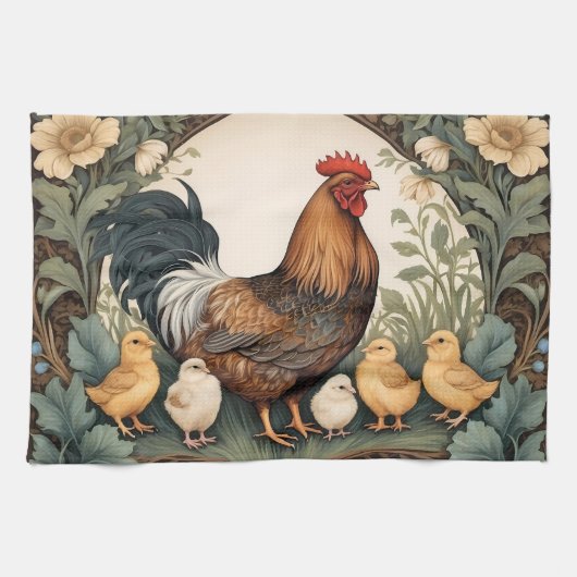 Elegante Mutter Hen mit Hühnern Geschirrtuch (Horizontal)