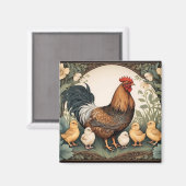 Elegante Mutter Hen mit Hühnern Magnet (Vorderseite/Rückseite)