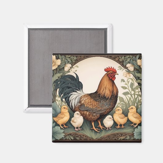 Elegante Mutter Hen mit Hühnern Magnet (Vorderseite/Rückseite)