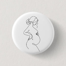 Elegante Mutter: schwangere Frauen Linie Kunst Button