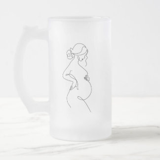 Elegante Mutter: schwangere Frauen Linie Kunst Mattglas Bierglas