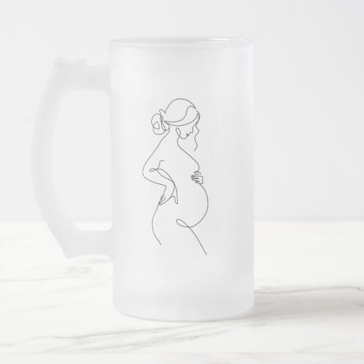 Elegante Mutter: schwangere Frauen Linie Kunst Mattglas Bierglas (Links)