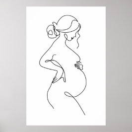 Elegante Mutter: schwangere Frauen Linie Kunst Poster
