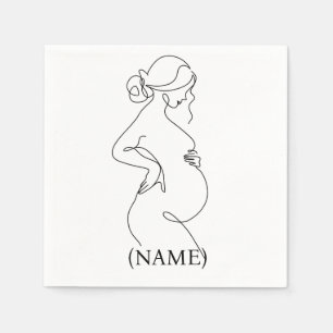 Elegante Mutter: schwangere Frauen Linie Kunst Serviette