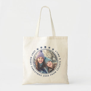 Elegante Mutter & Tochter Custom Foto Weihnachten Tragetasche