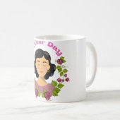 Elegante Muttertags-Blumen-Frau-Illustration – Kaffeetasse (VorderseiteRechts)