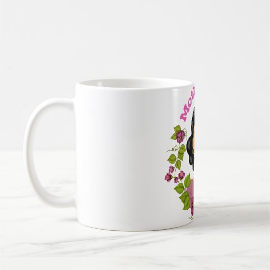 Elegante Muttertags-Blumen-Frau-Illustration – Kaffeetasse (Links)