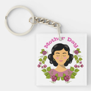  Elegante Muttertags-Blumen-Frauen-Illustration –  Schlüsselanhänger
