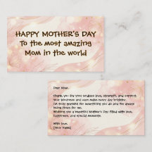 Elegante Muttertags-Karte für Mama in zartem Rosa