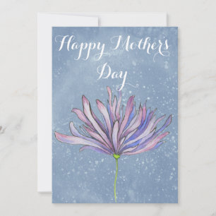 Elegante Muttertags-Karte mit Blumen in Blau Feiertagskarte