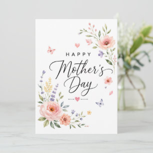 Elegante Muttertags-Karte mit Wasserfarben-Blumen Karte