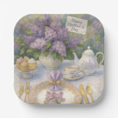 Elegante Muttertags-Lilien in Lila Pappteller (Vorderseite)