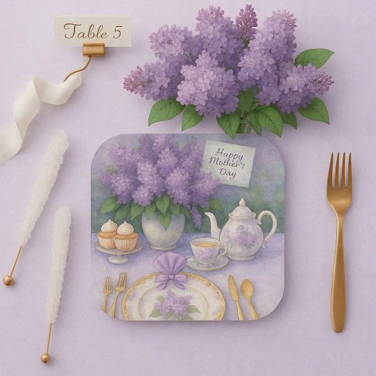 Elegante Muttertags-Lilien in Lila Pappteller