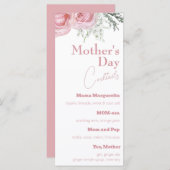 Elegante Muttertagscocktails Menükarte (Vorne/Hinten)