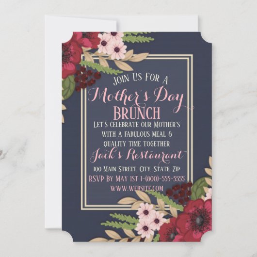 Elegante Muttertagskarte Einladung (Vorderseite)