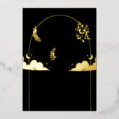 Elegante mystische Black Gold Clouds Moon Wedding Folieneinladung (Vorderseite)