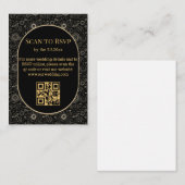elegante mystische Hochzeit rsvp qr Code schwarz g Begleitkarte (Vorne/Hinten)