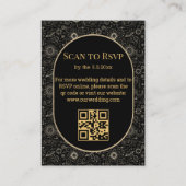 elegante mystische Hochzeit rsvp qr Code schwarz g Begleitkarte (Vorderseite)
