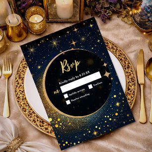 Elegante mystische Mondhochzeit RSVP Karte