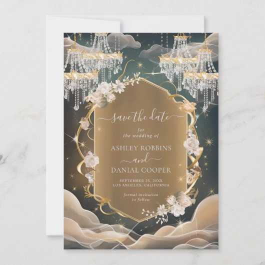 Elegante mystische Opulent Crystals Save the Date Einladung (Vorderseite)