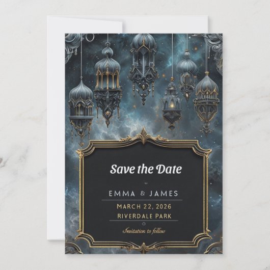 Elegante mystische Save the Date Einladung (Vorderseite)