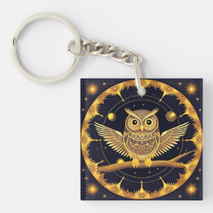 Elegante Nacht-Eulen-Illustration Schlüsselanhänger