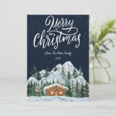 Elegante Nacht und Schnee Weihnachtsflat Feiertagskarte (Stehend Vorderseite)