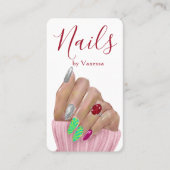 Elegante Nagelstudio-Manicure-Fachmann QR-Code Visitenkarte (Vorderseite)