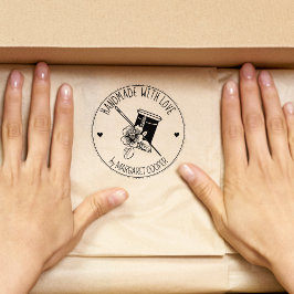 Elegante Nähflora mit Liebe, Gummistempel