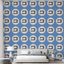 Elegante Nähmaschine Art Blue Orange Muster Tapete