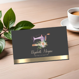 Elegante Nähmaschine mit Goldstreifen Visitenkarte