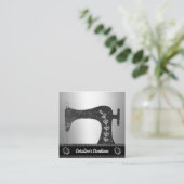 Elegante Nähmaschine | Seamstress, Silber-Taste Quadratische Visitenkarte (Stehend Vorderseite)