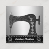 Elegante Nähmaschine | Seamstress, Silber-Taste Quadratische Visitenkarte (Vorderseite)