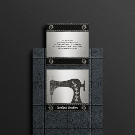 Elegante Nähmaschine | Seamstress, Silber-Taste Quadratische Visitenkarte