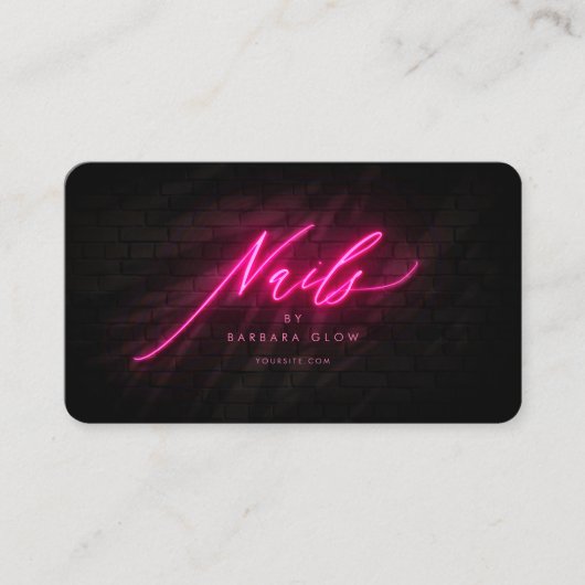 Elegante Nail Artist Manicures Hot Pink Neon Visitenkarte (Vorderseite)