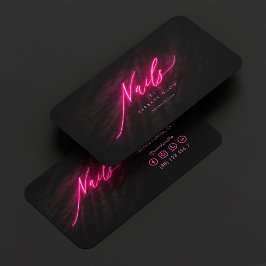 Elegante Nail Artist Manicures Hot Pink Neon Visitenkarte