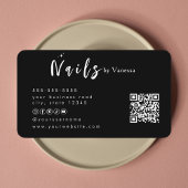 Elegante Nail Artist Salon Qr Code Business Card Visitenkarte